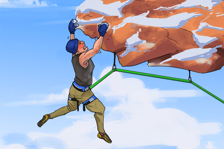 The climber wore woolly mitts (climate) due to the weather